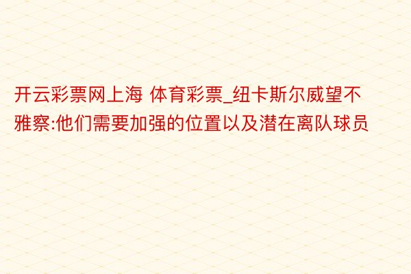 开云彩票网上海 体育彩票_纽卡斯尔威望不雅察:他们需要加强的位置以及潜在离队球员