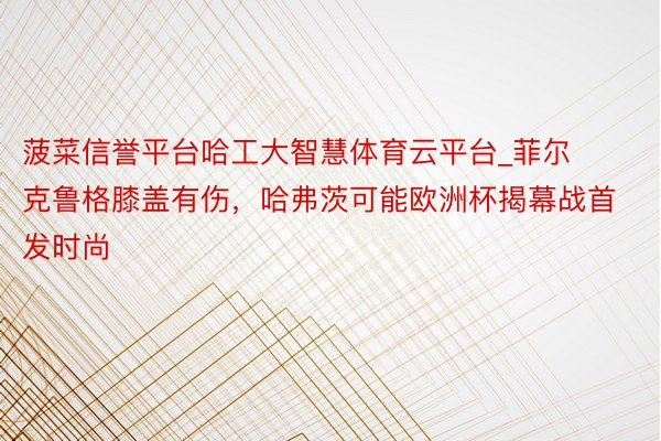 菠菜信誉平台哈工大智慧体育云平台_菲尔克鲁格膝盖有伤，哈弗茨可能欧洲杯揭幕战首发时尚