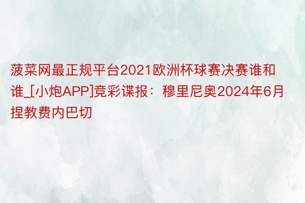 菠菜网最正规平台2021欧洲杯球赛决赛谁和谁_[小炮APP]竞彩谍报：穆里尼奥2024年6月捏教费内巴切