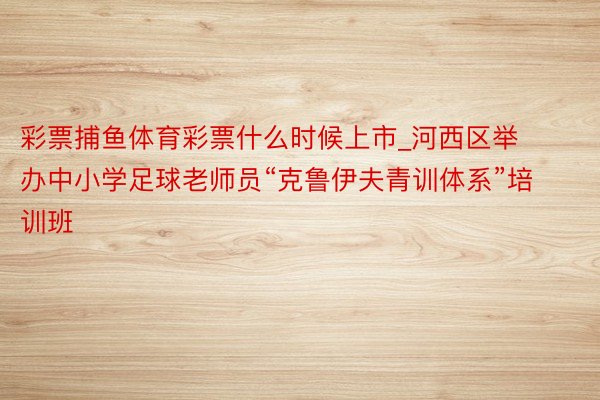 彩票捕鱼体育彩票什么时候上市_河西区举办中小学足球老师员“克鲁伊夫青训体系”培训班