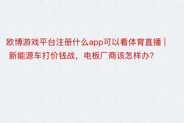 欧博游戏平台注册什么app可以看体育直播 | 新能源车打价钱战，电板厂商该怎样办？